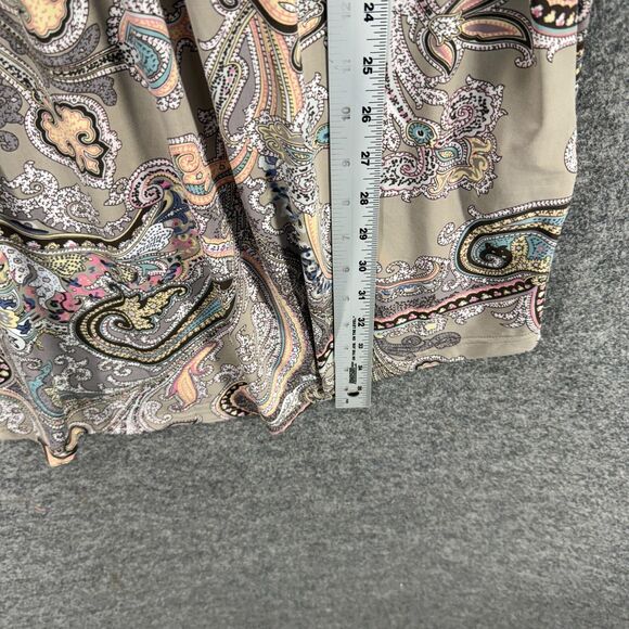 Serengeti Dress Women XL Beige Paisley Shift Short Crew Neck Button Long Sleeve - Picture 6 of 7